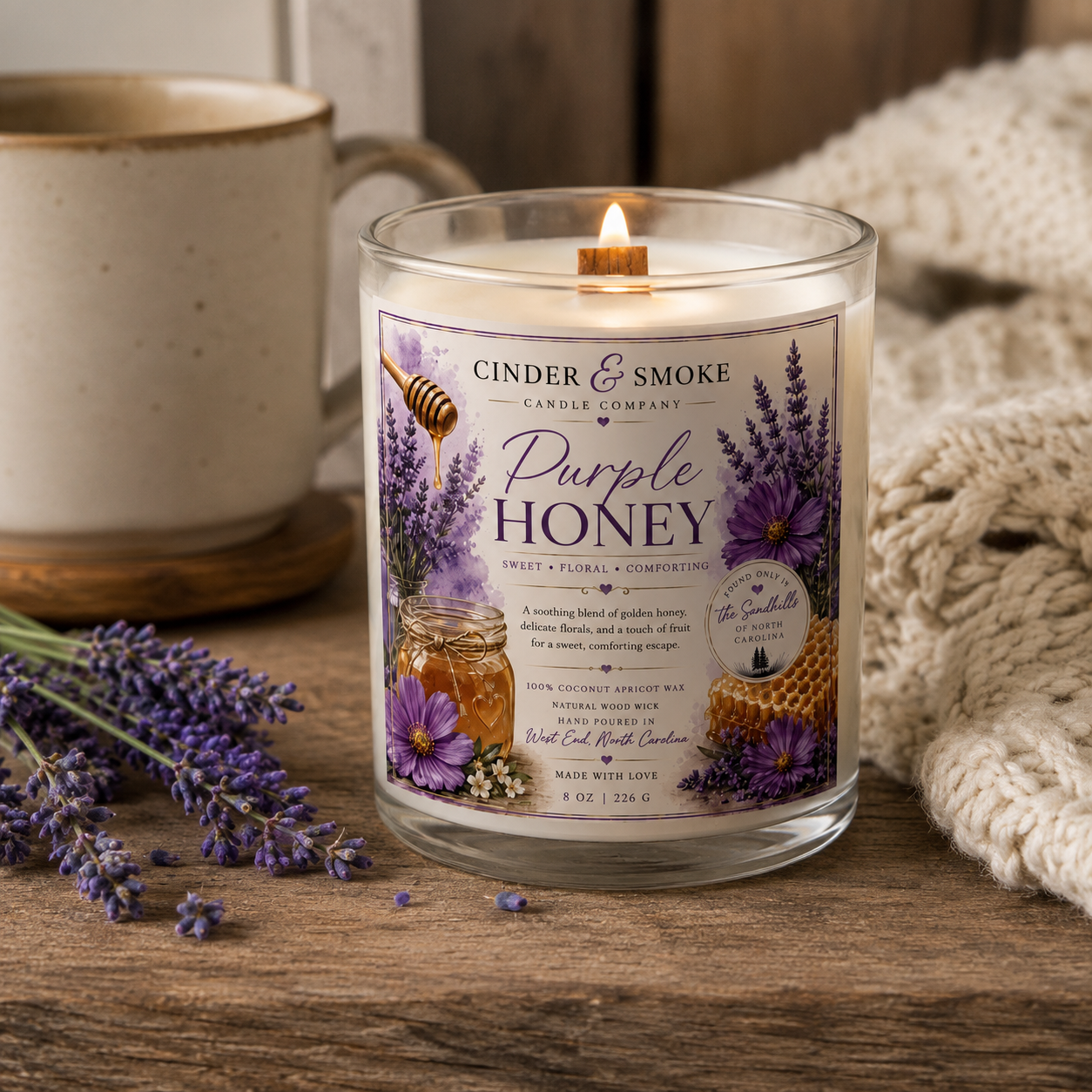 Purple Honey | Luxury Coconut Apricot Wax Candle | Purple Honey Candle