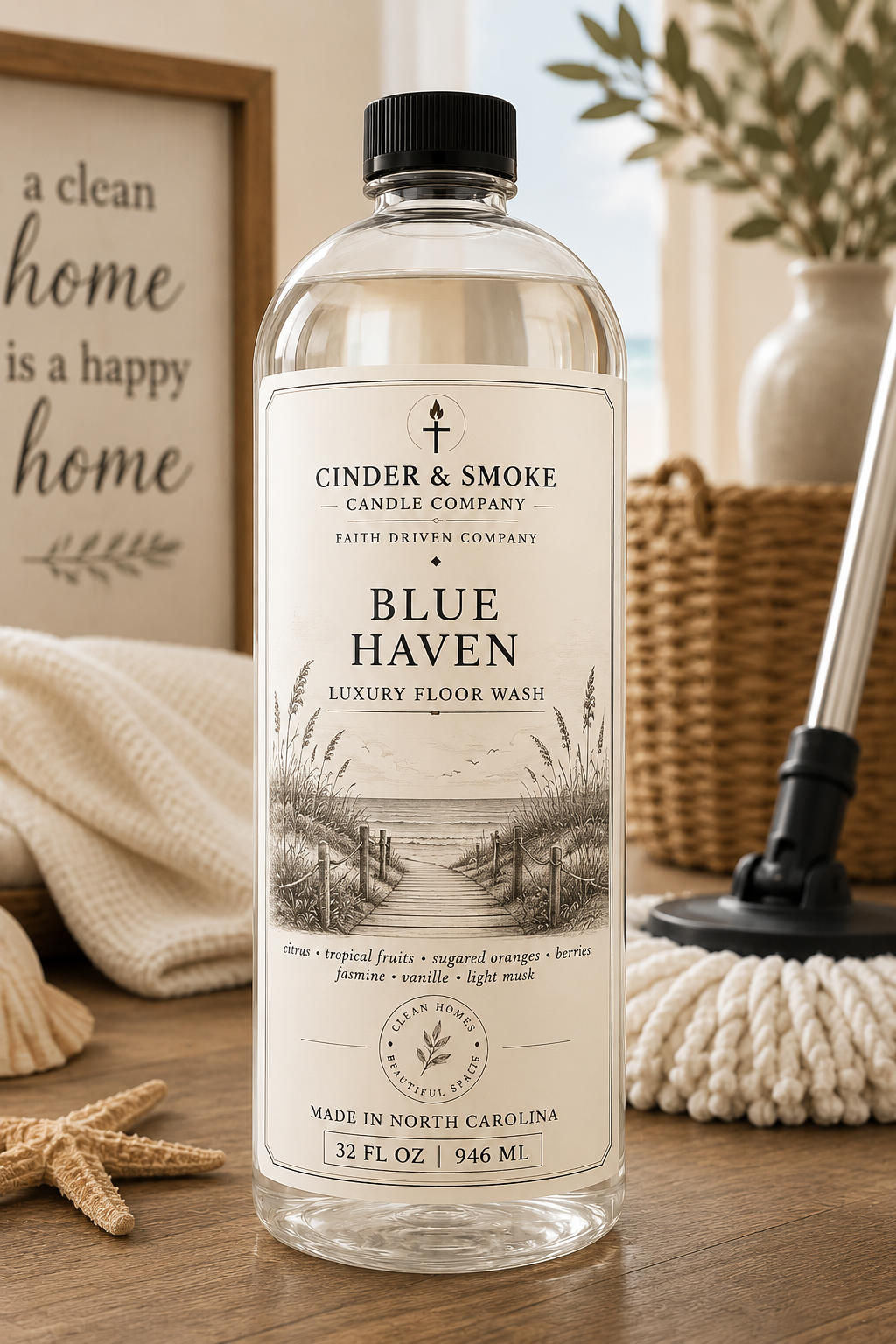 Blue Haven Luxury Floor Wash | Tropical Scented Mop Soap | Cinder & Smoke