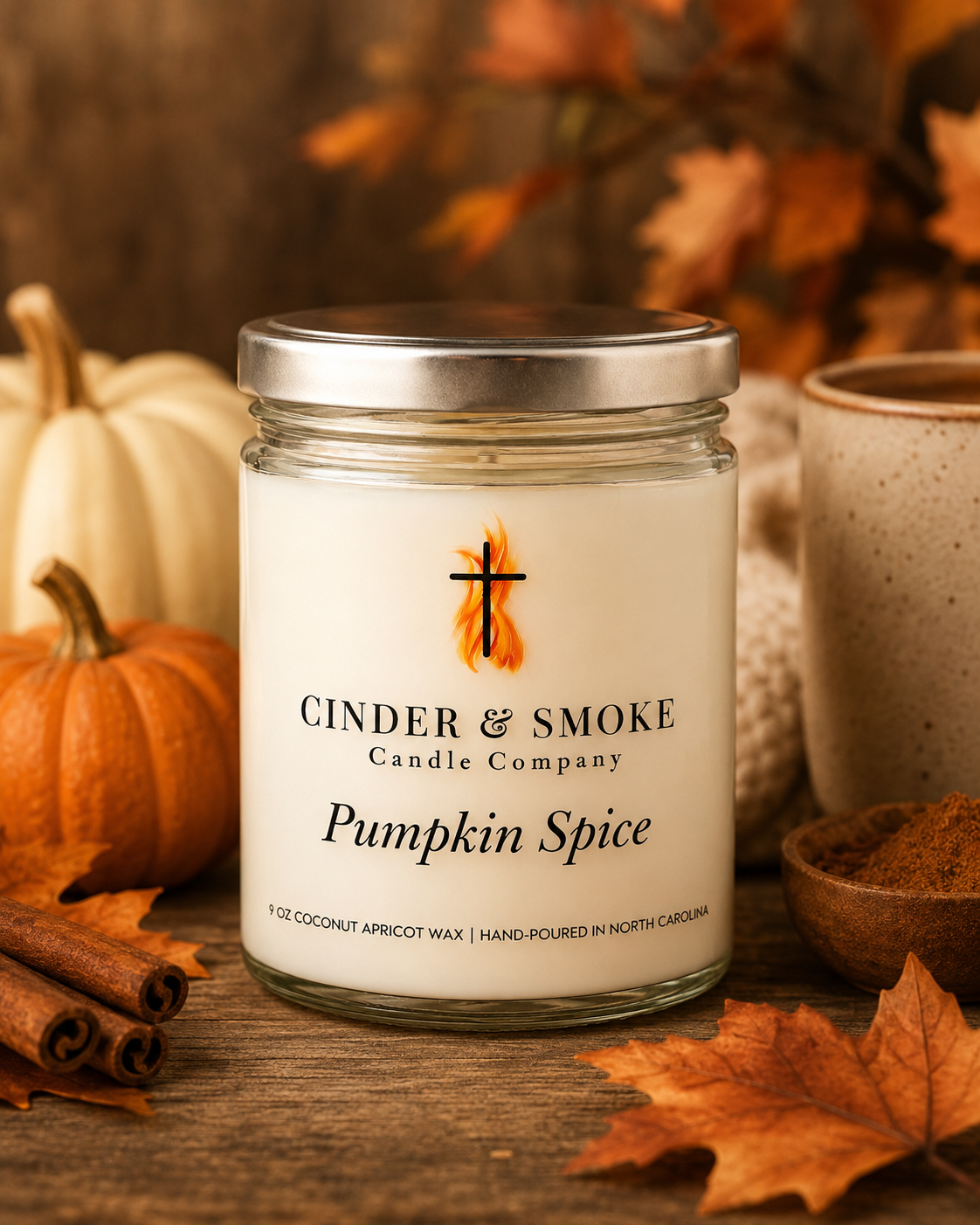 Pumpkin Spice | Luxury Fall Candle | Coconut Apricot Wax | Crackling Wooden Wick | Hand-Poured in North Carolina