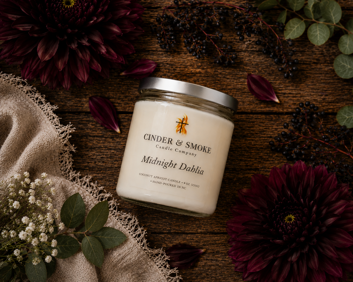 Midnight Dahlia Candle | Cinder & Smoke