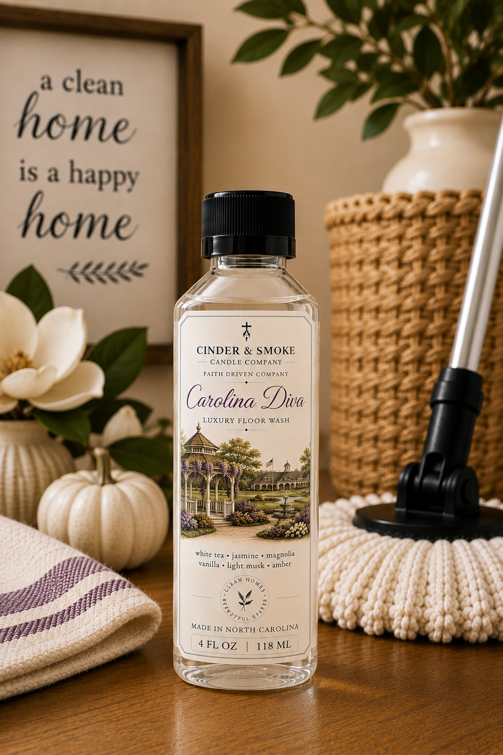 Carolina Diva Luxury Floor Wash | Designer Inspired Floor Cleaner | Luxury Home Fragrance | Cinder & Smoke