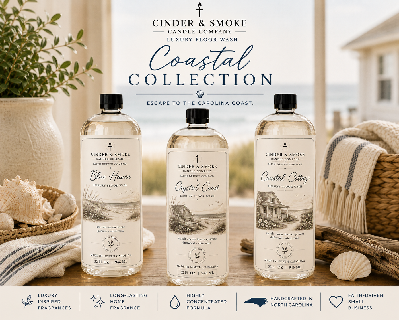 Blue Haven Luxury Floor Wash | Tropical Scented Mop Soap | Cinder & Smoke