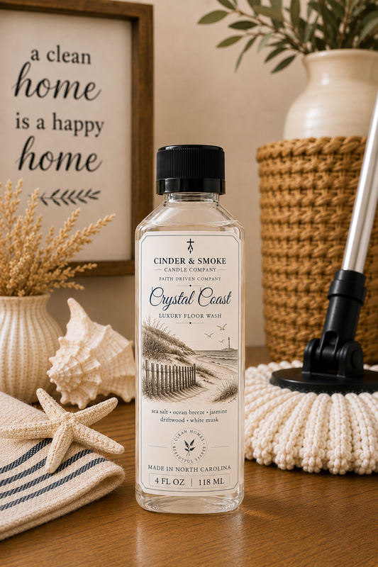 Crystal Coast Luxury Floor Wash | Coastal Scented Mop Soap | Premium Floor Cleaner | Cinder & Smoke