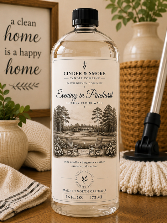 Evening at Pinehurst Luxury Floor Wash | Pine & Woods Scented Mop Soap | Premium Floor Cleaner | Cinder & Smoke